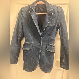 GAP Women's Classic Denim Blazer - Dark Blue